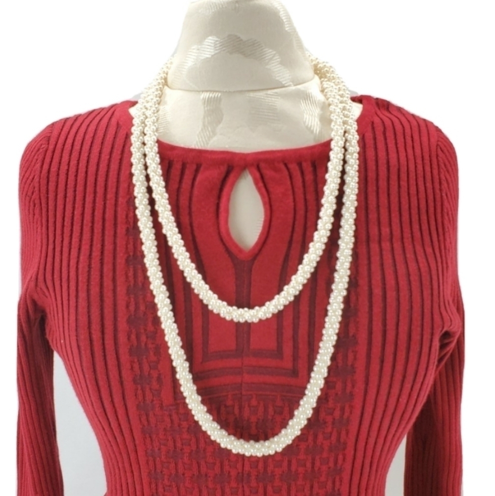 VINTAGE Handmade Crocheted Pearl Beads Necklace 28